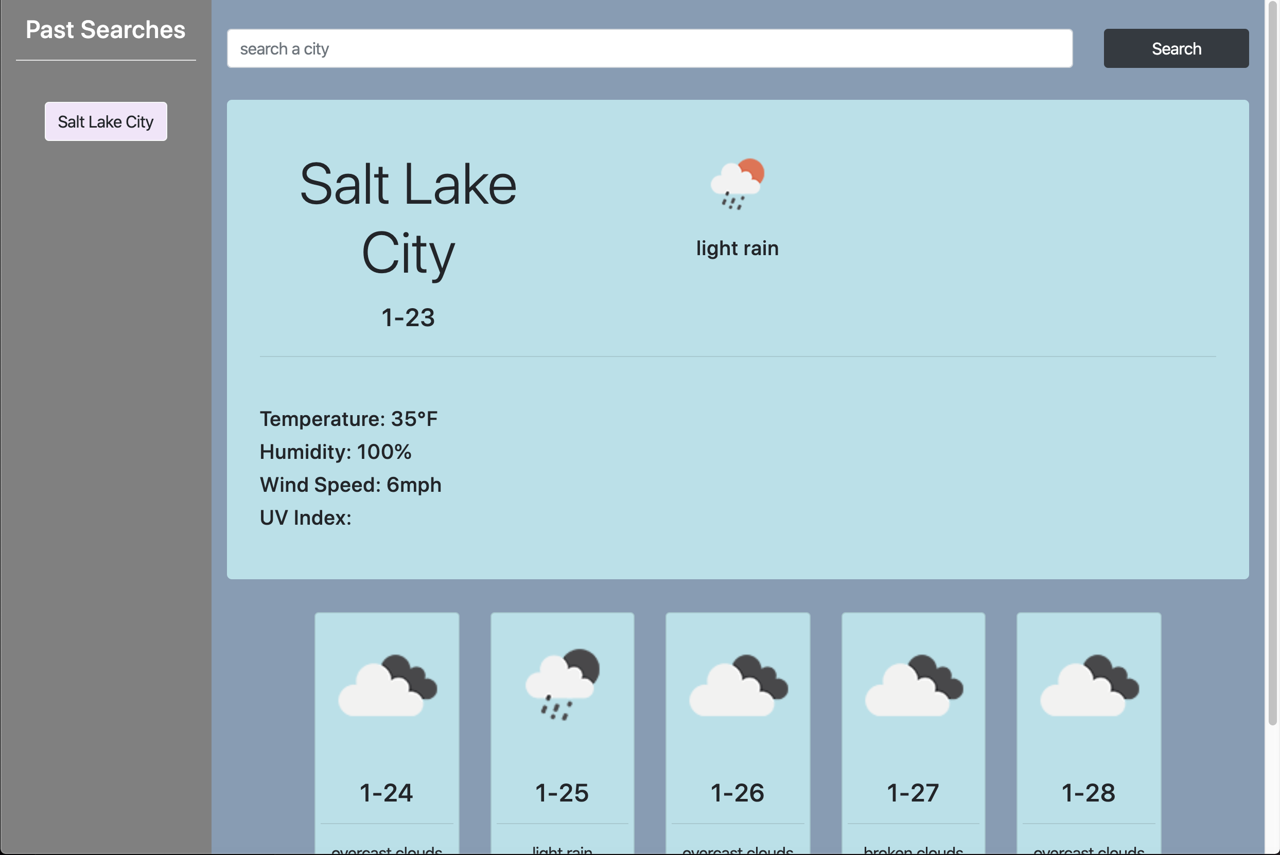 weather dashboard